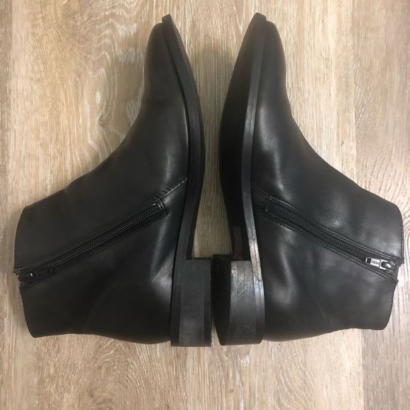 TOPSHOP Black Fringe Leather Ankle Booties block heel zipper round toe 37/6.5 - Picture 6 of 16